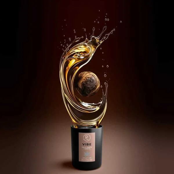 Bougie parfumée bois de santal et CBD pour rituel anti-stress